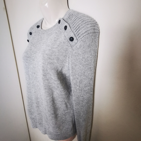 Portmans Knit Sweater sz M Long sleeve Merino Wool Grey black contrast button - Picture 8 of 9